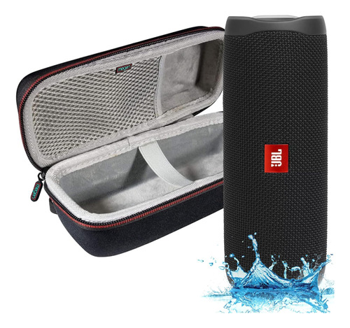 Altavoz Bluetooth Portatil Impermeable Negro Con Una Funda D