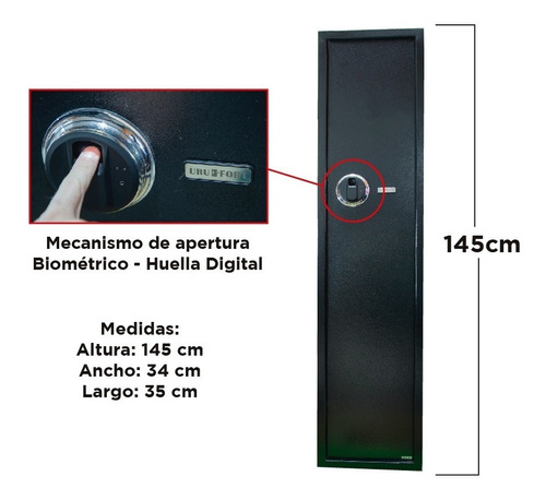 Cofre Armero Biométrico / Huella Digital - 5 Armas Urufort