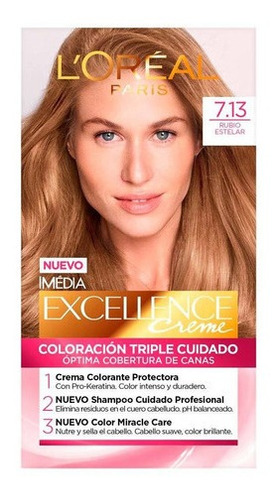 Kit Tinte L'Oréal Paris  Excellence Tintura L'Oréal Excellence Creme tono 7.13 rubio estelar para cabello