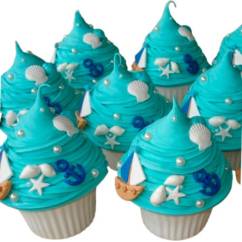 Souvenirs Marineros 6 Cupcakes Cajitas! Tema Náutica Marina!