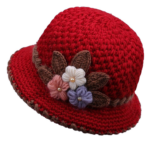 Gorro De Lana Tejida Con Flores De Invierno 2023 Para Mujer,