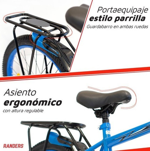 Imagen 5 de 10 de Bicicleta Azul Infantil Rod 20 Randers