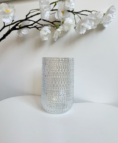Set X6 Vasos De Vidrio Con Puntos Chicos 300 Ml Tornasolado