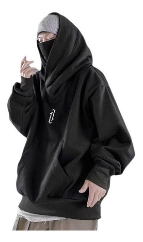 Sudadera Con Capucha Hip Hop De Cuello Alto Con Capucha Rap