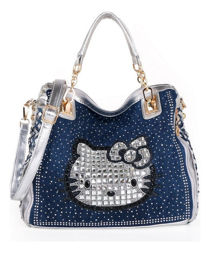 Bolso De Jean De Lona Para Mujer Con Diamantes Tejidos Purse