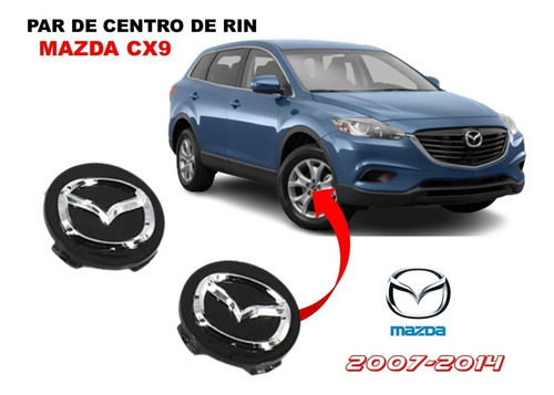 Par De Centros De Rin Negros Mazda Cx9  2007-2014 56 Mm