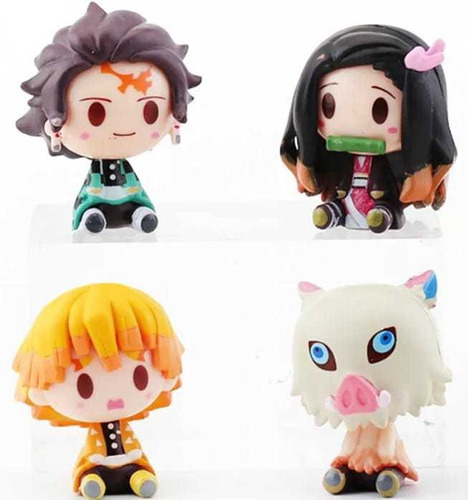 Set 4 Figuras Chibi Kimetsu No Yaiba Demon Slayer.