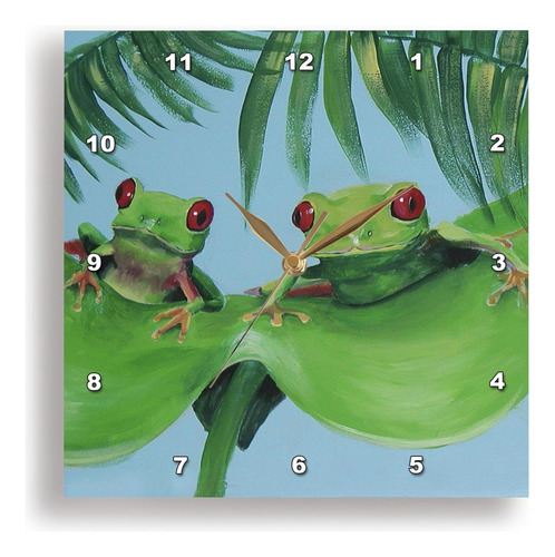 3drose Dpp__1 2 Ranas Árboles En Un Gran Reloj De Pared De H