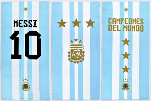 Toallon Playero Estampado Argentina Campeon Messi 70x150