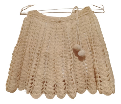 Pollera Natural  Tejida A Crochet T M / S Ajustable (5 ) )