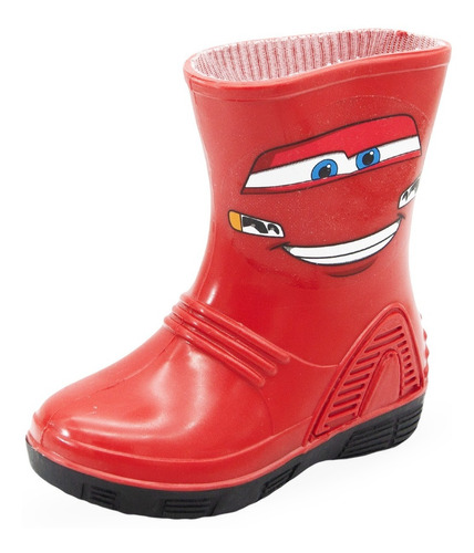 Bota De Lluvia Niño Disney Cars Color Rojo Impermeable 13-16