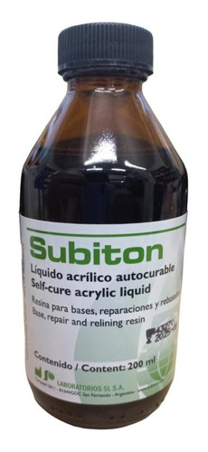 Liquido Acrilico Autocurable Subiton X200ml Odontologia