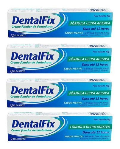 Kit 4 Dentalfix Creme Fixador De Dentaduras Menta 4x 40g