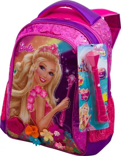 MOCHILA ESCOLAR BARBIE PORTAL SECRETO GRANDE 3 BOLSOS SESTINI 063515-08  055877