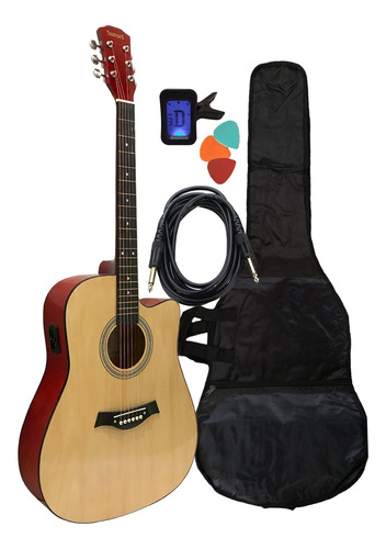 Guitarra Electroacústica + Funda Afinador Cable