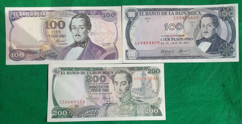 3 Billetes De 100 (2) Y 200 Pesos Cafeterito, Estado 9