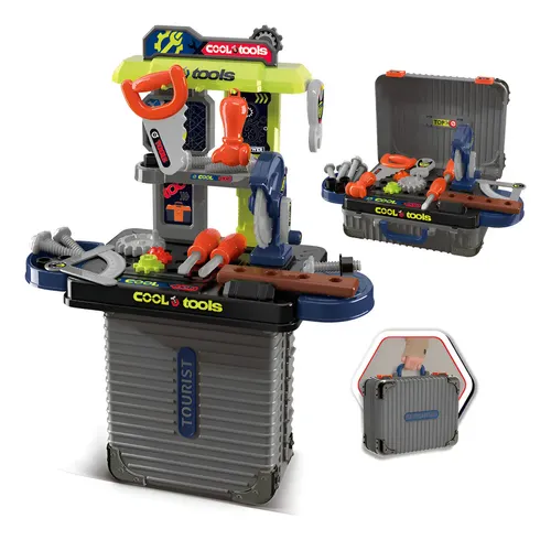 Bancada de Ferramentas Infantil 3 em 1 Maleta 31 Peças Maxi Toys