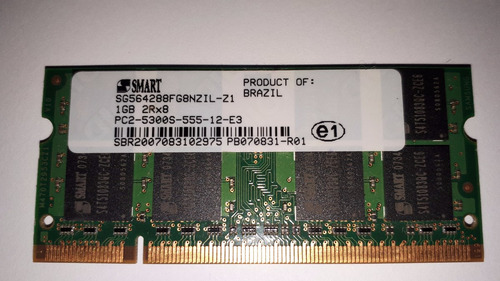 Memoria Smart Ddr2 1gb 667mhz Notebook C Garantia