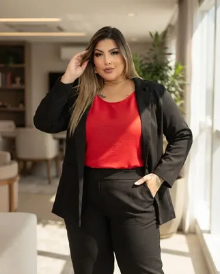 Conjunto Feminino Plus Size Blazer Social Polinho