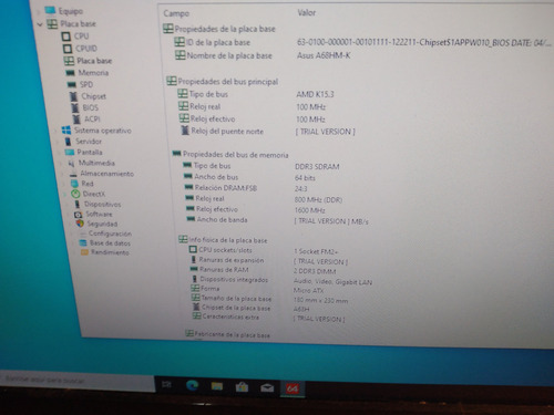 Placa Madre Fm2+ / Cpu A10 7700 / 8 Gb Ddr3 Cooler (Usado)