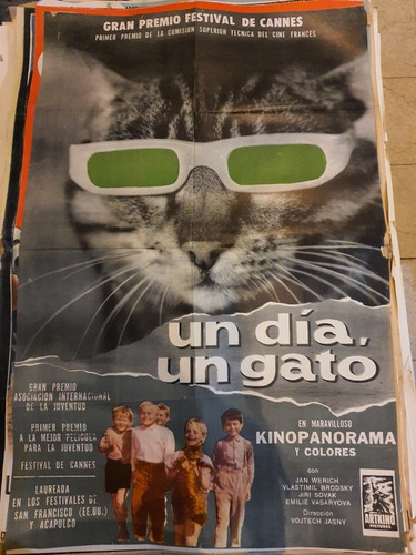 1 Afiche De Cine Antiguo Original-un Dia Un Gato 570