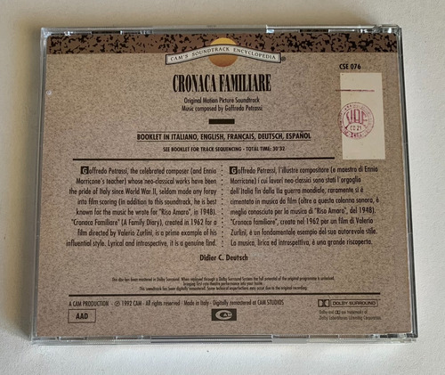 Cd Cronaca Familiare Soundtrack 1962 - Goffredo Petrassi Imp (Usado)