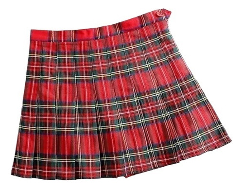 Falda Plisada De Algodón Marinera Escocesa Roja
