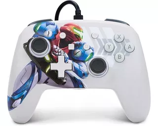 Control Alambrico Powera Nintendo Switch Metroid Dread Color Blanco