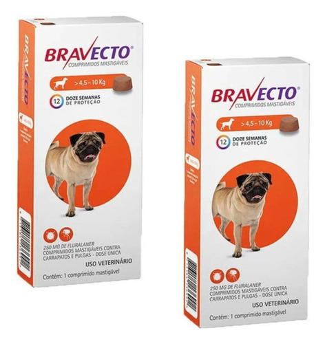 Combo Antipulgas E Carrapatos Bravecto De 4,5 A 10kg