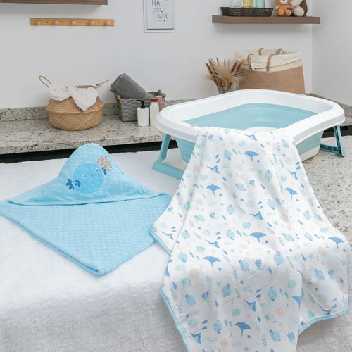Toalla De Baño Baby Mink Con Capucha Para Bebé 2 Piezas