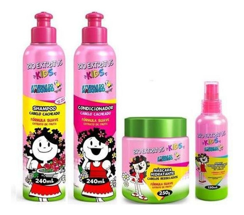 Kit Kids Cacheado Shampoo Condicionador Spray Máscara