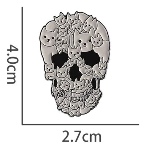 Pin Calavera De Gatos / Broche Estilo Punk Y Tierno A La Vez