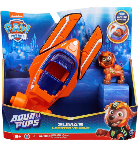 Paw Patrol Aqua Pups Zuma Lobster, Vehículo Transformable