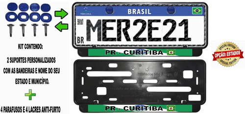 Suporte Placa Carro Curitiba - Pr Personalizado Kit2 Suporte