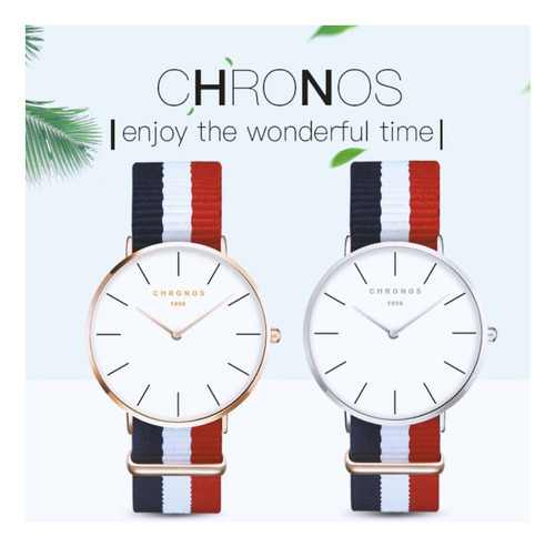 Reloj Chronos Simple, analógico, impermeable, de cuarzo, color de correa, marrón, color bisel, plateado