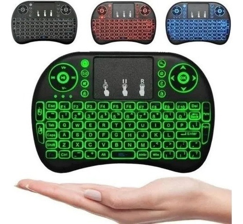 Mini Teclado Iluminado Controle Sem Fio Para Smart Tv Pc Etc Cor De Teclado Preto