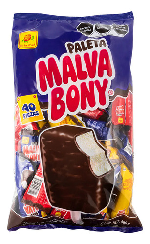 Paleta De Bombon Con Chocolate Malvabony Dulce La Rosa 40 Pz