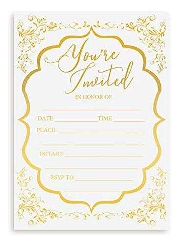 Complete Las Invitaciones De Boda, Lámina De Oro, Paquete De