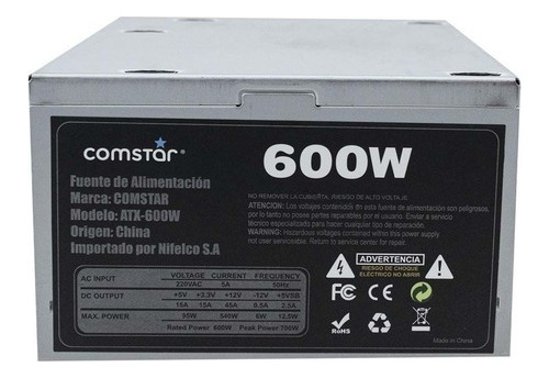 Fuente Atx Comstar 600w Potencia Real 280 A 300w Genérica