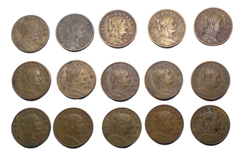 Monedas 5 Centavos Josefa Grande Colección Completa 15 Pzas 