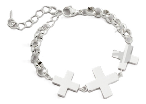 Pulsera Acero Blanco Cruces Chatas Cardinal Para Regalo