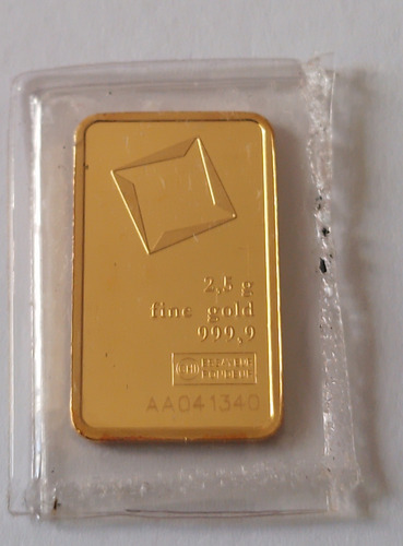 Moneda Lingotito 2,5 Gramos Oro Fino 999,9 Suizo Valcambi