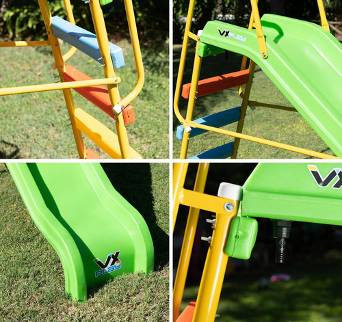 Combo Sube Baja Tobogan 4 Escalones Agua Pileta Pvc Vxplay Color Verde