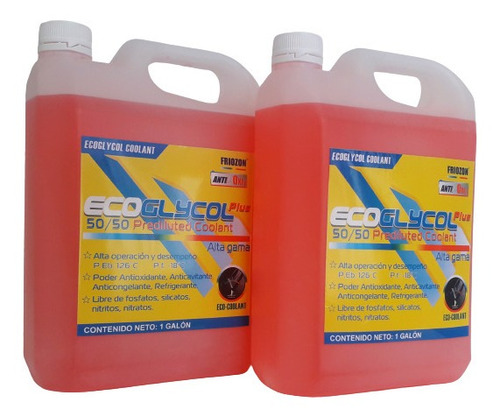 Refrigerante Ecoglycol Plus Rosa 50/50 Alta Gama Galón X 2