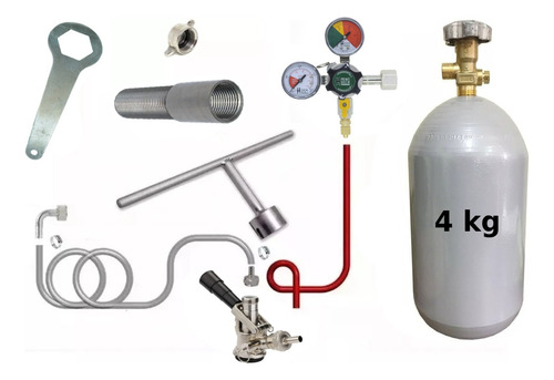 Kit Extração Chopp Cerveja Regulador 1 Via Cilindro Co2 4kg