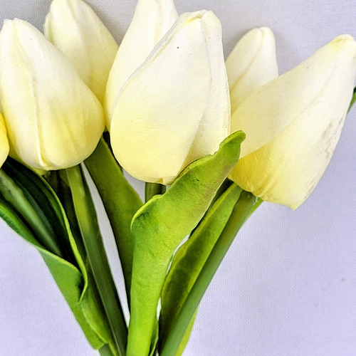 Tulipa Branca 8 Hastes 27cm Flor Planta Artificial
