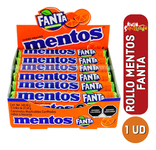 Mentos Rollo Caramelos Masticables Sabor Fanta X14 Und