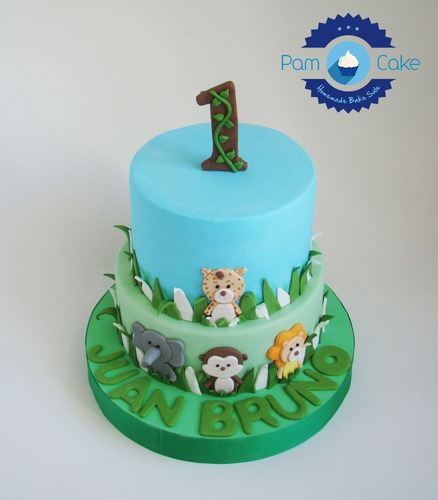 Torta Cumpleaños Artesanal Animalitos De La Selva