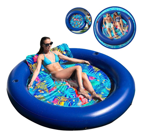 Boia Inflável Colchão Piscina Praia 3x1 Drink Tropical Cor Azul
