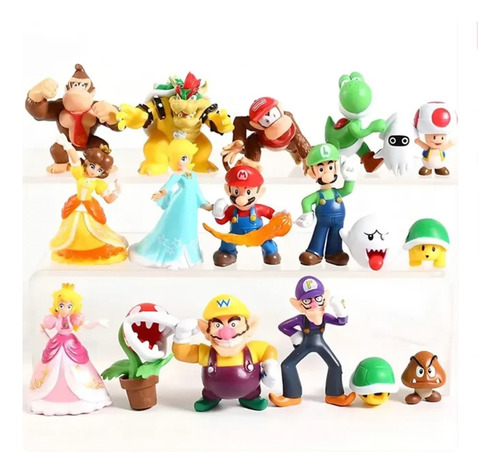 Set De 18 Figuras Super Mario Bros 7 Cm Nintendo